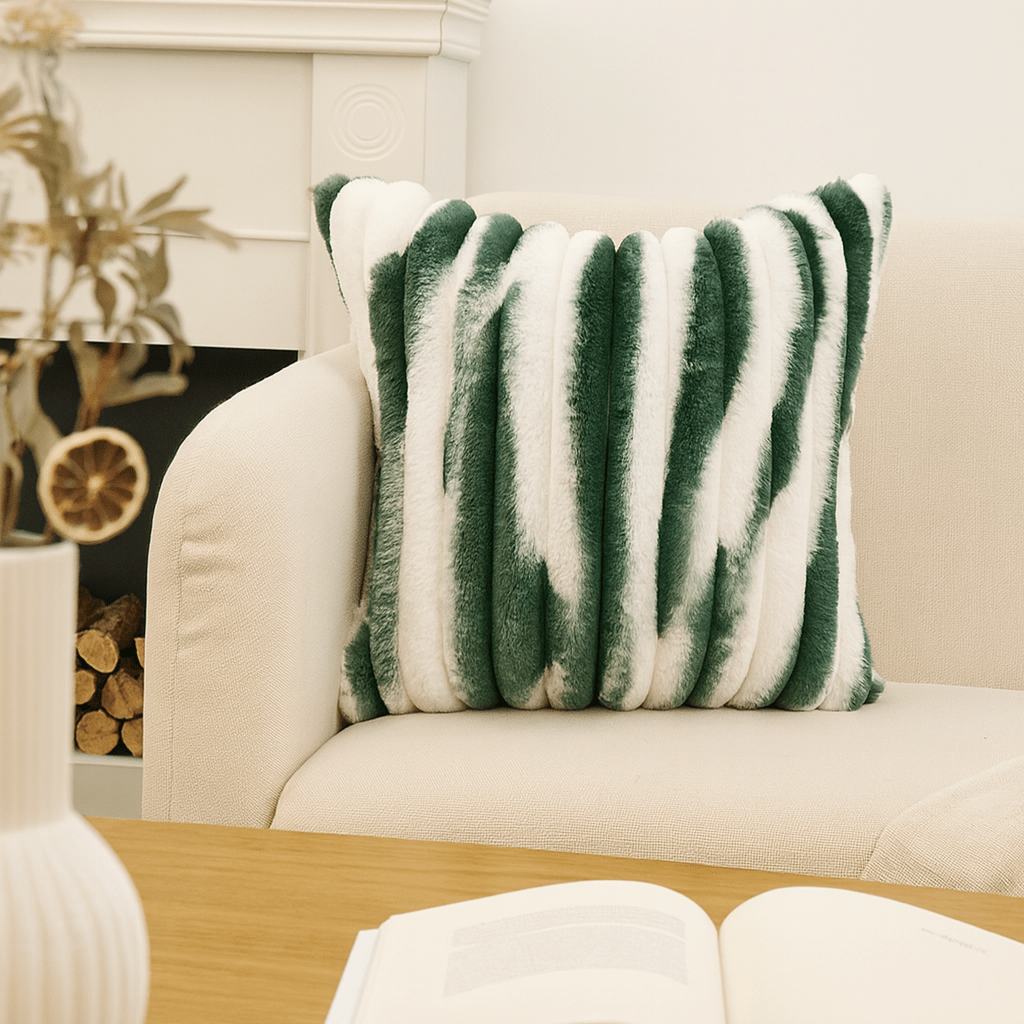 Ribbed Ombre Faux Fur Pillow with Insert | 18"x18" | 5 Colors