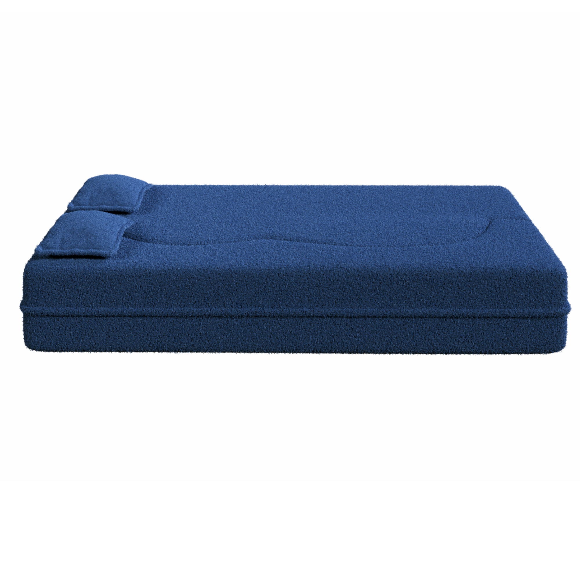 Modern Floor Sofa, With 2 Pillows, Convertible Teddy Fabric Foam Filled Bed