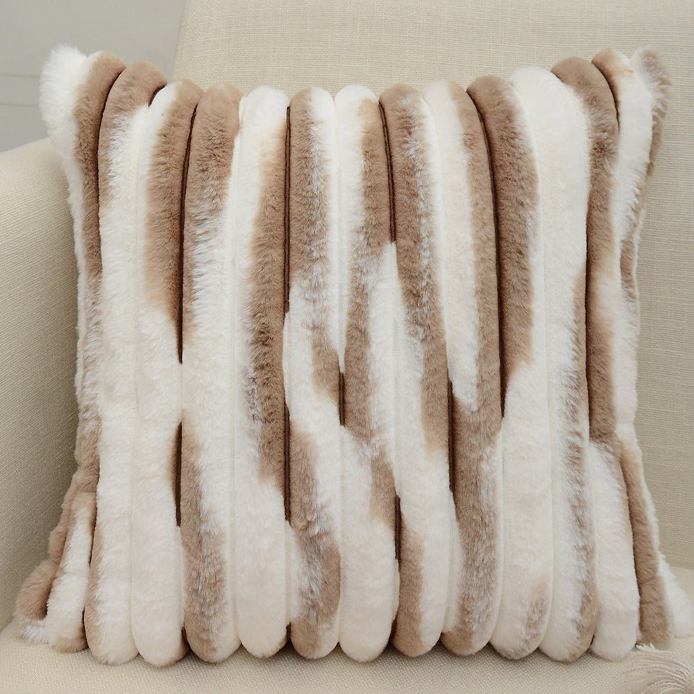 Ribbed Ombre Faux Fur Pillow with Insert | 18"x18" | 5 Colors