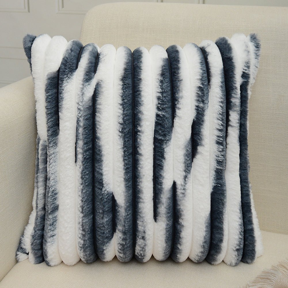 Ribbed Ombre Faux Fur Pillow with Insert | 18"x18" | 5 Colors