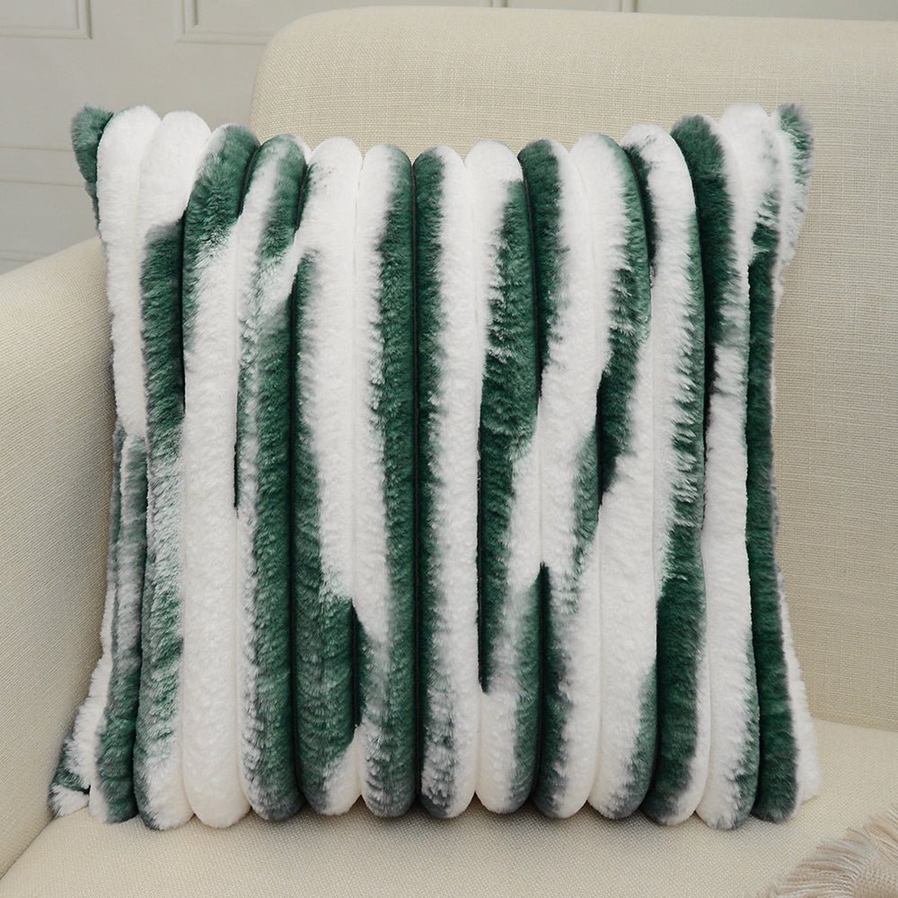 Ribbed Ombre Faux Fur Pillow with Insert | 18"x18" | 5 Colors